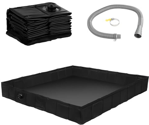 Base de douche portable, 104,1 x 104,1 x 15,2 cm, bac de douche pliable avec tuyau de drainage, base d'auvent pliable pour camping, extérieur, intérieur