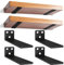 4 Supporti per Scaffali, 15 cm Staffe per Mensole Pesanti, Reggimensola Legno per Montaggio a Parete, Portata 70 Kg (Nero) 6in