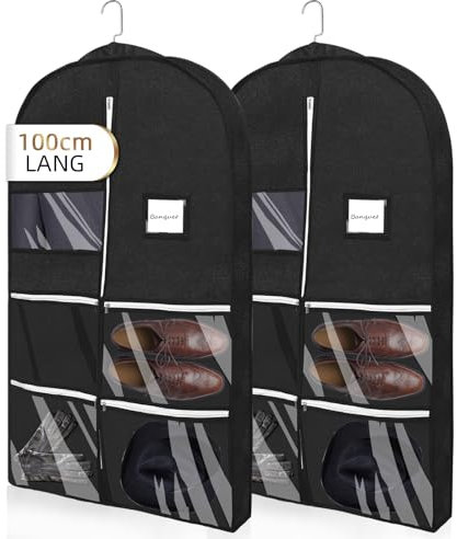 DOBVDLA 2 stück Kleidersack, Kleidersäck Lang 100x 60 cm für Hochwertige Kleiderhülle für Anzug, Jacke, Kleid, Atmungsaktive Aufbewahrungstasche für Reisen und Schutz