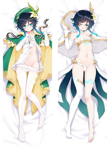SFHCOISM Dakimakura Body Pillow Anime Kissenbezug Kissenhülle Genshin Impact Venti A06, Pillowcase Doppelseitige Seitenschläf Umarmungskissen Bezug Dekorative Zierkissenbezug
