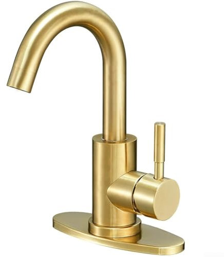 Grifo de lavabo elegante y funcional hecho de acero inoxidable 304 resistente con un atractivo aspecto dorado cepillado