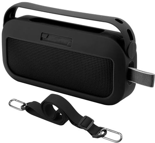 TXEsign Silicone Case Cover for Bose SoundLink Flex 2nd Gen Portable Speaker Travel Protective Carrying Pouch with Handle for SoundLink Flex 2nd Gen(Black)
