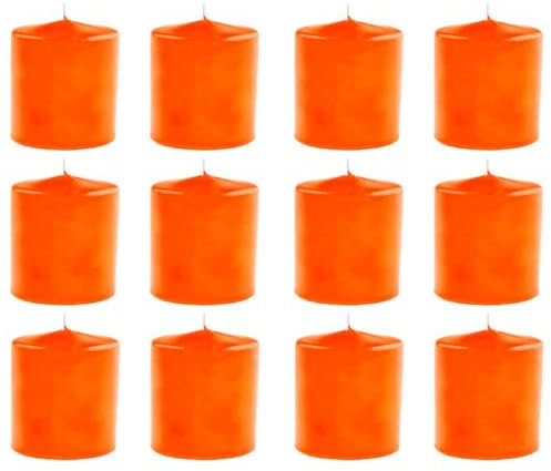 Tradineur Lot de 12 bougies chauffe-plat parfumées en cire parfumée Parfum fruits tropicaux Longue durée 24h Aromathérapie Décoration d'intérieur Orange 7 x 5,6 cm