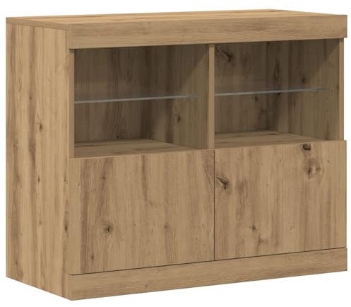 vidaXL Sideboard mit LED-Leuchten Artisan Eiche 81x37x67 cm