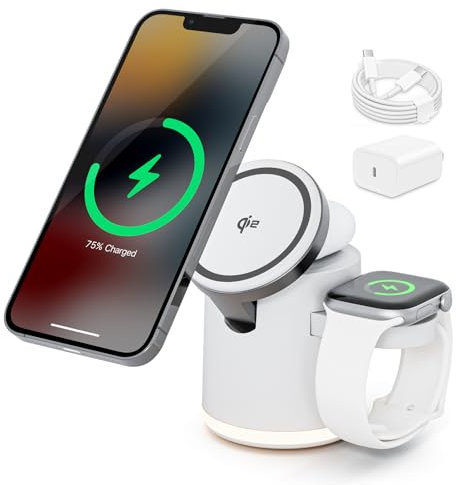 Magsafe Qi2 - Stazione di ricarica induttiva per Apple Watch 16 15 14 13 12 Pro Max Serie, per Apple Watch 10/9/Ultra/8/7/6/SE/5/4/3, per AirPods Pro 4 3 2, ricarica rapida