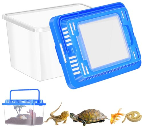 TOYANDONA Portable Plastic Aquarium Tank with Handle and Lid Versatile Fish and Reptile Carrier for Safe Transport Durable Clear Storage for Turtles Goldfish and More