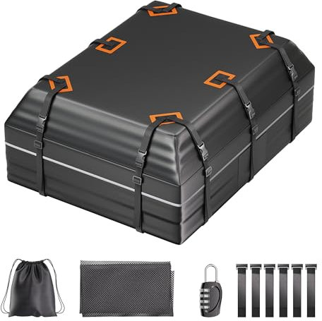 SOTISI Rooftop Cargo Carrier, Waterproof Heavy Duty PVC Car Roof Bag 21 Cubic Feet, Fit for All Vehicle with/Without Racks, with Topper Anti-Slip Mat, Reforced Straps, 6 Door Hooks & Luggage Lock.