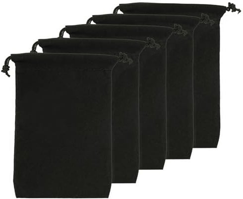 5 Stück Samtbeutel mit Kordelzug (10 × 15 cm) Schwarze Weiche Schmuckbeutel für Hochzeitsgeschenke,Süßigkeiten,Schlüsselanhänger,Ringe & Ohrstöpsel – Geschenktüten für Party, Weihnachten & Dekoration