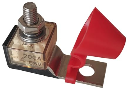 MRBF Klemmleisten-Sicherungshalter, Einzelbolzen, 5/16 Zoll (M8), Marine-bewertet, Batterie-Sicherung, 58 V DC (200 A)