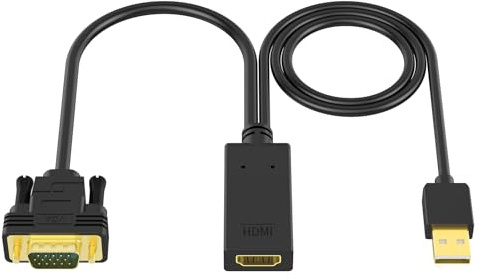 SWITCHFLUX VGA to HDMI Adapter, Uni-Directional 1080P@60Hz Converter | VGA (Source) to HDMI (Display) Compatible with laptops,PCs, graphics cards, monitors, TVs and projectors