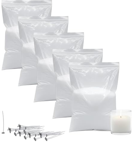 Spetebo Paraffinwachs weiß unparfümiert hochwertig mit 50 Dochten - 5kg - Wachs Granulat geruchsneutral zum Schmelzen und Herstellen von Kerzen - Paraffin Kerzenwachs zum Gießen DIY Kerzenherstellung