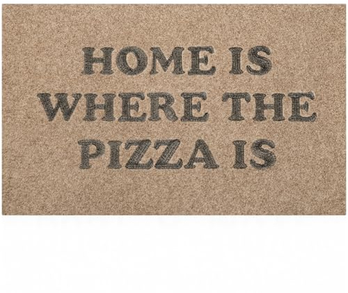 Lzuso Outdoor Entrance Front Door Mat Home Is Where the Pizza Is Doormat Non Slip Rubber Backing for Home Inside Outside Patio Entryway High Traffic Areas Funny Floor Welcome Mats 60L x 90W cm