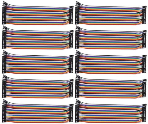 YOSADIER 10 Pcs Ribbon Wire Breadboard Jumper Wire Easy Insertion Good Toughness Assorted Colour 20cm Breadboard Replacement Cable