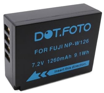 Dot.Foto NP-W126, NP-W126s Premium 7.2v / 1260mAh Rechargeable Battery for Fujifilm X100F, X100V, X100VI, X-T3, X-T2, X-T1, X-T100, X-T200, X-T50, X-T30 II, X-T30, X-M5, X-Pro2