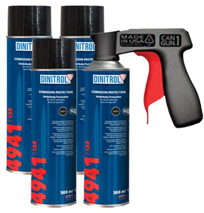 DINITROL 4 x 4941 UNDERBODY CHASSIS RUST PROOFING WAX 500ml AEROSOL + CANGUN