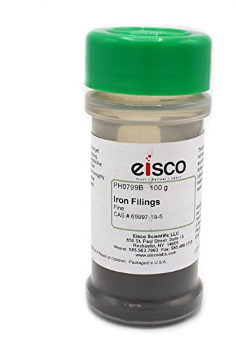 Eisco Labs Fine Iron Fillings - 100g Sprinkler Jar | Study and Experiment with Magnetism | Screw-On Cap for Easy Dispensing | Classroom Lab Took for Visual and Hands-On Learners