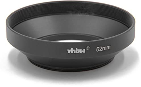 vhbw Gegenlichtblende für 52mm Objektiv - Weitwinkel-Streulichtblende, Schwarz, Metall, rund