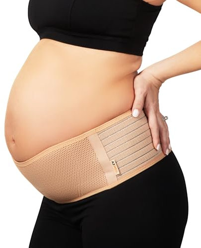 AZMED Mutterschaftsgürtel, Atmungsaktive Schwangerschaftsunterstützung, Unterstützt den unteren Rücken, Einheitsgröße, beige