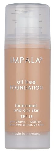 IMPALA | Ölfreie Make-up-Grundierung Farbe Nr. 01 | Seidiger und leuchtender Abschluss | Leichtes, ölfreies Make-up | Mit SPF15 Sonnenschutz, Vitamin E und Aloe-Extrakt | Für alle Hauttypen | 30 ml