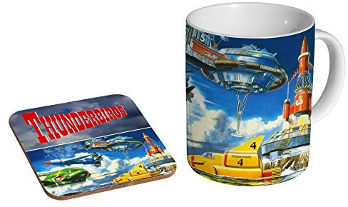 mugmart Thunderbirds Ships Mug and Coaster Gift Set – Retro Sci-Fi Ceramic Coffee Cup with Classic TV Design – Gerry Anderson Fan Gift – 11oz