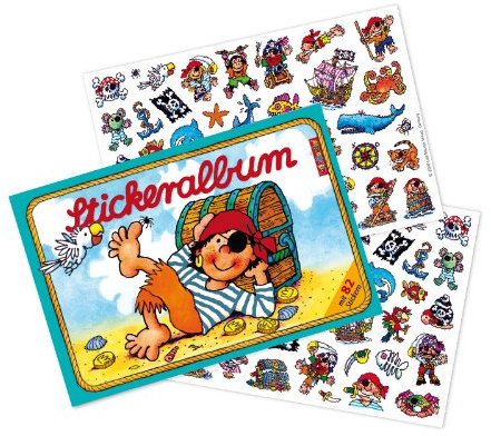 Mauder Stickeralbum mit über 80 Sticker * Pirat Pit Planke * von Lutz 72004 // Piraten Pirates Geschenk Tattoo Kindersticker Aufkleber Piratenjunge Stickerbuch
