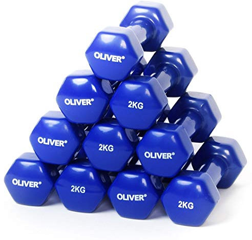 Oliver Kurzhantelpaar 5er Kombi 2kg Gewichte Kraft Training Vinylummantelung