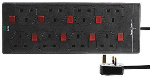 Pro Elec PELB1787 Extension Lead 8G Surge Switched Black 5M