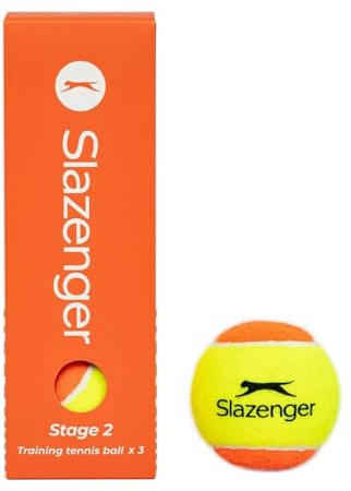 Slazenger Unisex Tennisbälle für Anfänger, 3 Stück, Stufe 2, geringe Kompression, Orange