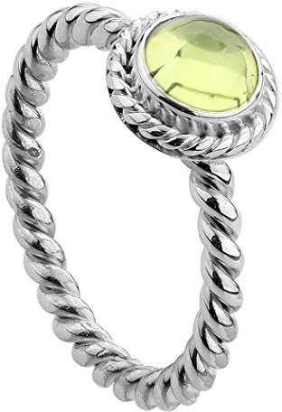 Nenalina Damen Ring Silberring besetzt mit 6 mm hellgrünem Peridot Edelstein, handgearbeitet aus 925 Sterling Silber, Gr. 54-212999-013-54