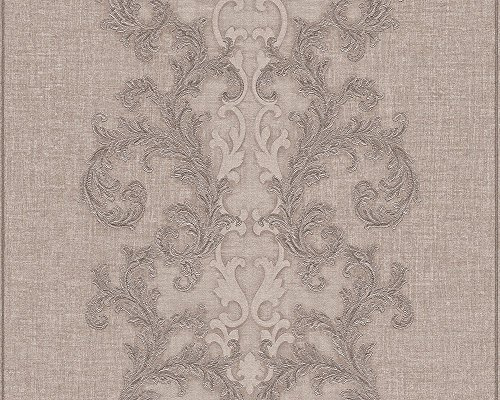 VERSACE WALLPAPER Vliestapete - Luxustapete mit Ornamenten - 10,05 m x 0,70 m - Bacrocktapete braun grau metallic - Made in Germany - 962321