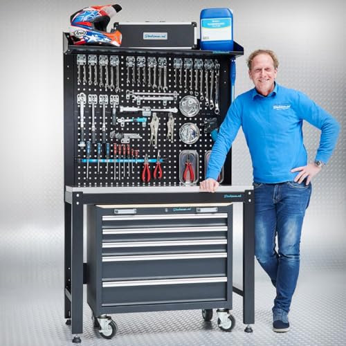 Datona Werkbank mit Lochwand + Werkzeugwagen extra breit - Premium
