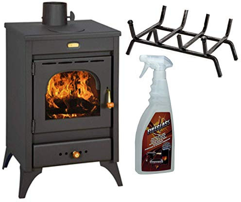 Stufa a legna acciaio Kir 12 Kw vetro ceramico + brucialegna Fireglass OMAGGIO