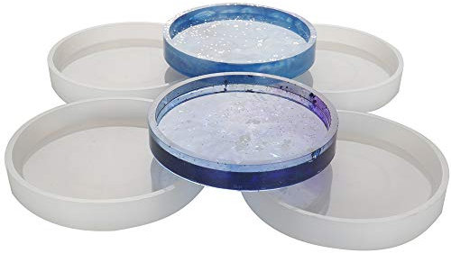 Confezione da 4 stampi rotondi in silicone per sottobicchieri fai da te, diametro 10 cm, stampi per colata con resina, cemento