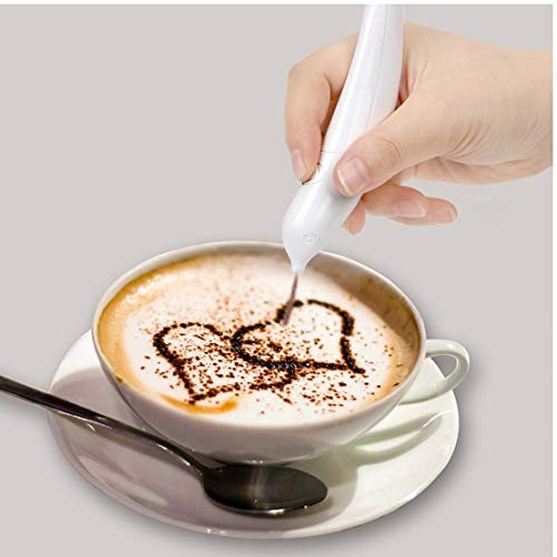 Zonster Caffè Stencil Torta e Caffè Pen Decorazioni Elettrico Latte Art Pen per Barista Template Bianco