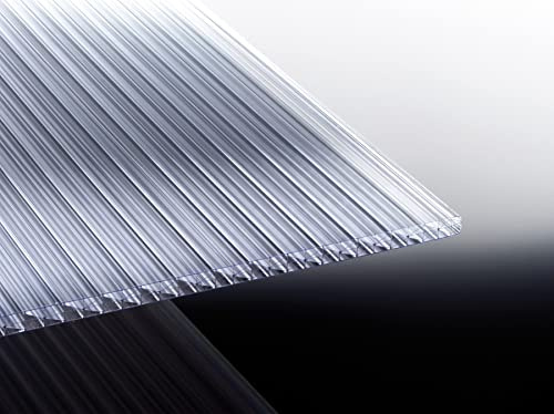 Acrylshop24 Stegplatte aus Polycarbonat mit X-Struktur |klar| Doppelstegplatte| 16mm stark | Steg 3 Fach | 16/20/3 980mm x 4500mm