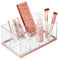 mDesign Make Up Organizer - Make Up Organizer - Make up Organizer mit 5 Kunststofffächern - Schminktisch für Lidschatten, Puder, Lipgloss usw. - Rosegold/Transparent