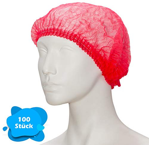 Klipphauben 52 cm in Rot | 100 Stück | Haarnetz Spinnvlies Einweghauben - luftdurchlässig & latexfrei | Ideal für Hygienebereiche