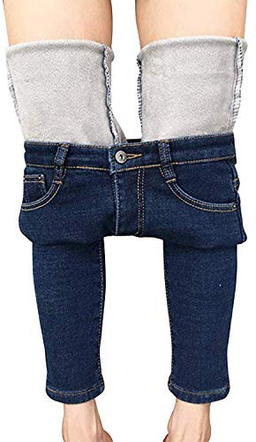 Womens Winter Fleece Lined Stretchy Jeggings High Waisted Skinny Jeans Yoga Denim Pants(UK 14/Tag 32)