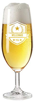 laser-diele Leonardo Bierglas mit Gravur - Personalisiertes Geschenk für Männer - Bierglas mit Namen 360 ml - Geschenk zum Vatertag und Geburtstag - Stars