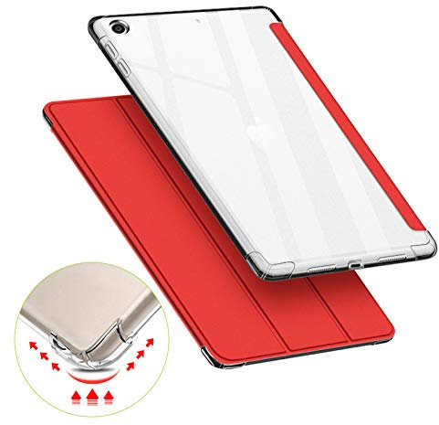 VAGHVEO Custodia per iPad Mini 4/5 7,9 Pollici, Flessibile Silicone TPU Trasparente Cover Retro, Sottile Leggero Auto Svegliati/Sonno Case Antiurto Resistente per Apple iPad Mini 4 & 5 Tablet, Rosso