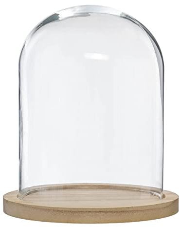 Atmosphera - Cloche Verre et Bois - Transparent - H29-5 cm