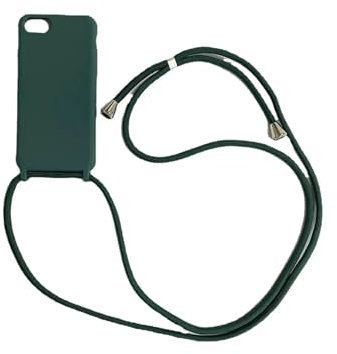 PuYu Zhe Compatible for iPhone 6/7/8 Case,Silicone Crossbody Cover TPU Shell Adjustable Cord Lanyard Slim Stylish Shockproof Case-Dark Green