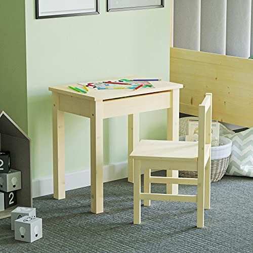 Junior Vida Widder-Schreibtisch und Stuhl, 2-teiliges Set für Kinder aus massivem Kiefernholz