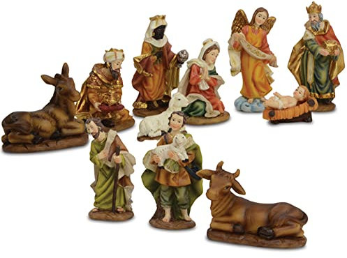 Riffelmacher Krippenfiguren Set 7-9 cm | 11-TLG. Traditionelles Design - 78463 - Weihnachtskrippe Dekoration Weihnachten - Polyresin
