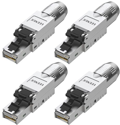 LEENUE Lot de 4 fiches RJ45 Cat6A sans outil pour câble de pose Cat6 Cat6A