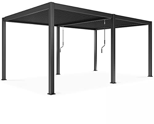 Oviala Bioklimatische Pergola, freistehend, grau, 3 x 6 x 2,5 m