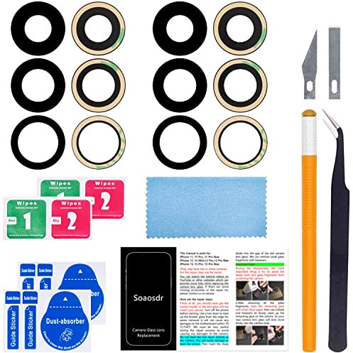 2PCS Soaosdr Original Back Rear Camera Lens Glass Replacement for iPhone 13 Pro and iPhone 13 Pro Max with pre-Installed Adhesive+Reparing Toolkit+Installation Manual
