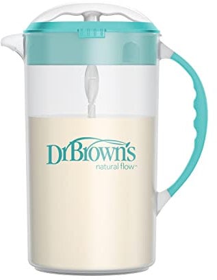 Dr. Brown's Baby Formula Mixing Pitcher with Adjustable Stopper, Locking Lid, & No Drip Spout, 32oz, BPA Free, Teal