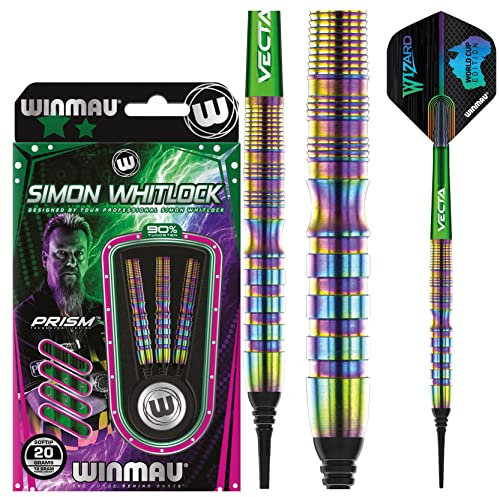 WINMAU Simon Whitlock Urban World Cup Edition 20 Gramm Profi Softip Wolfram Dartpfeile mit Flüge und Stiele (Wellen)