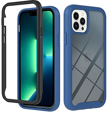 Anreixx Case Compatible with iPhone 13 Pro, 3 in 1 Protective Phone Cover with Front Frame and Two-Layer Back Case Blue